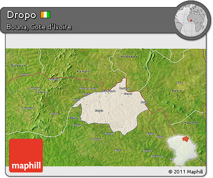 Shaded Relief 3D Map of Dropo, satellite outside