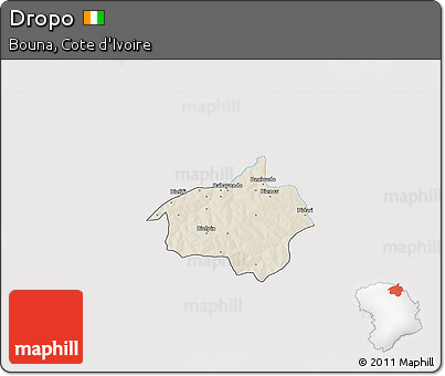 Shaded Relief 3D Map of Dropo, single color outside