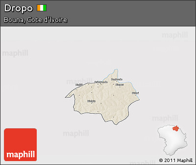 Shaded Relief 3D Map of Dropo, single color outside
