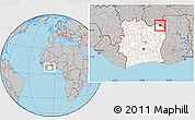 Gray Location Map of Dropo, highlighted country, within the entire country