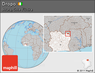 Gray Location Map of Dropo, highlighted country