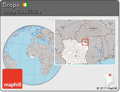 Gray Location Map of Dropo, highlighted country