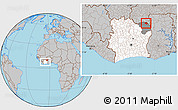 Gray Location Map of Dropo, highlighted country, highlighted parent region, within the entire country