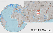 Gray Location Map of Dropo, highlighted parent region, hill shading
