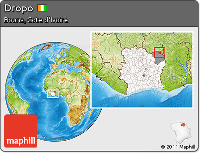 Physical Location Map of Dropo, highlighted country, highlighted parent region, within the entire country