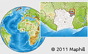 Physical Location Map of Dropo, highlighted country, highlighted parent region, within the entire country