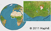 Satellite Location Map of Dropo, highlighted parent region, within the entire country