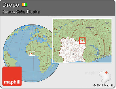 Savanna Style Location Map of Dropo, highlighted country