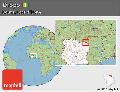 Savanna Style Location Map of Dropo, highlighted country