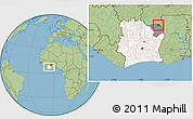 Savanna Style Location Map of Dropo, highlighted country, highlighted parent region, within the entire country