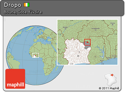 Savanna Style Location Map of Dropo, highlighted country, highlighted parent region