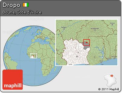 Savanna Style Location Map of Dropo, highlighted country, highlighted parent region