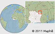 Savanna Style Location Map of Dropo, highlighted country, hill shading