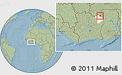 Savanna Style Location Map of Dropo, highlighted parent region, within the entire country, hill shading
