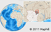 Shaded Relief Location Map of Dropo, highlighted country, highlighted parent region