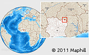 Shaded Relief Location Map of Dropo, highlighted country