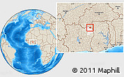 Shaded Relief Location Map of Dropo, highlighted parent region