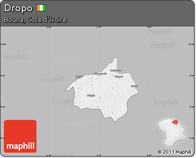 Gray Map of Dropo, single color outside
