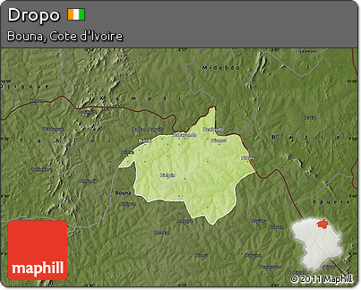 Physical Map of Dropo, darken