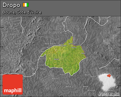 Satellite Map of Dropo, desaturated