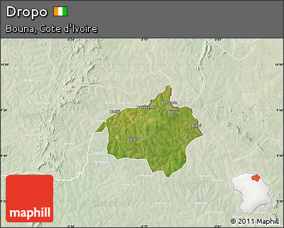 Satellite Map of Dropo, lighten