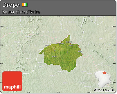 Satellite Map of Dropo, lighten