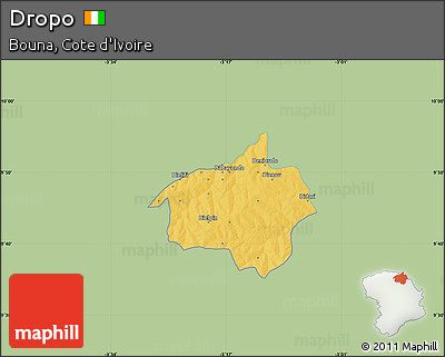 Savanna Style Map of Dropo, single color outside