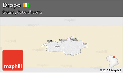 Classic Style Panoramic Map of Dropo, single color outside