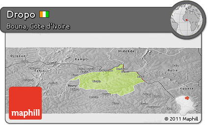 Physical Panoramic Map of Dropo, desaturated