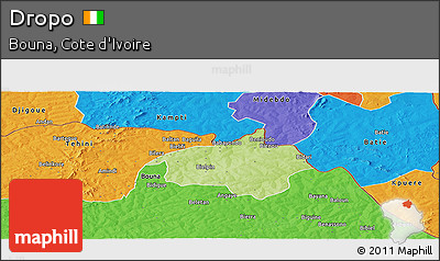 Physical Panoramic Map of Dropo, political outside