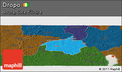 Political Panoramic Map of Dropo, darken