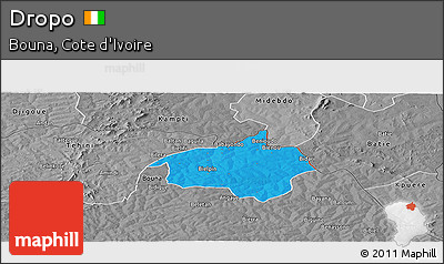 Political Panoramic Map of Dropo, desaturated