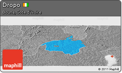 Political Panoramic Map of Dropo, desaturated