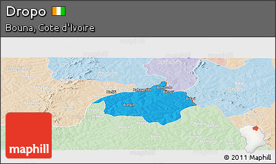 Political Panoramic Map of Dropo, lighten