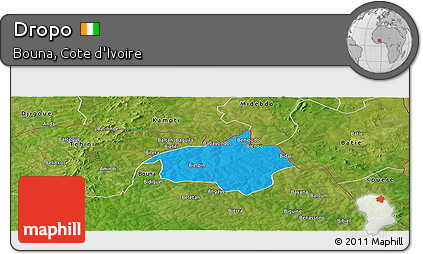 Political Panoramic Map of Dropo, satellite outside