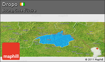 Political Panoramic Map of Dropo, satellite outside
