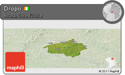 Satellite Panoramic Map of Dropo, lighten