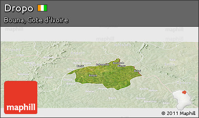 Satellite Panoramic Map of Dropo, lighten