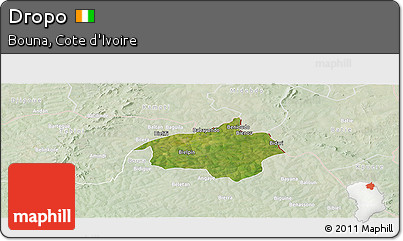 Satellite Panoramic Map of Dropo, lighten