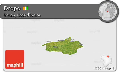 Satellite Panoramic Map of Dropo, single color outside
