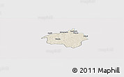 Shaded Relief Panoramic Map of Dropo, single color outside