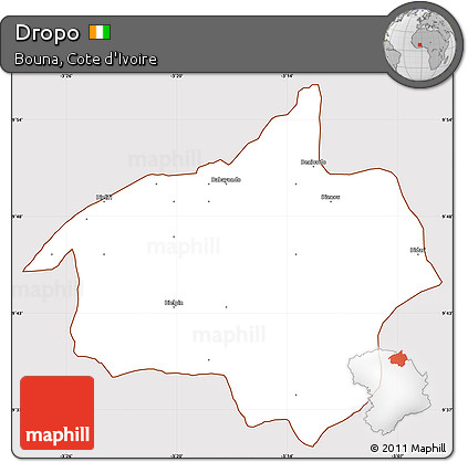 Classic Style Simple Map of Dropo, cropped outside