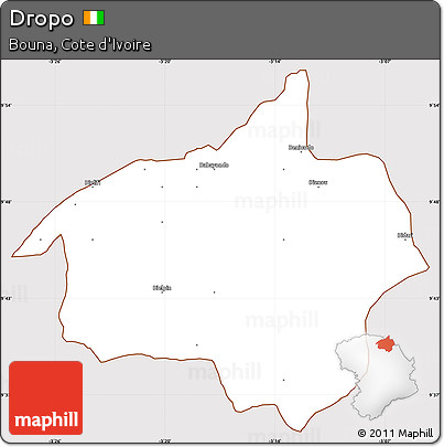 Classic Style Simple Map of Dropo, cropped outside