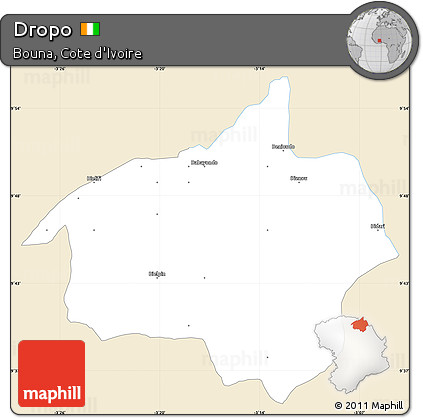 Classic Style Simple Map of Dropo, single color outside