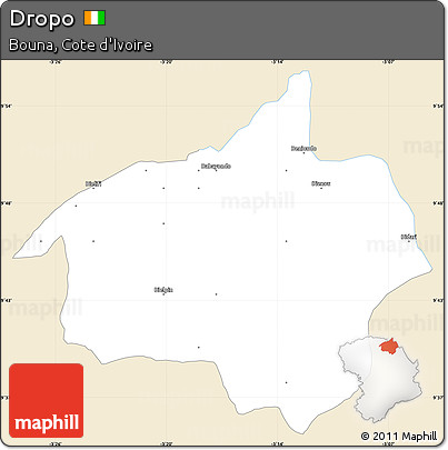 Classic Style Simple Map of Dropo, single color outside