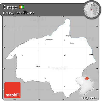 Gray Simple Map of Dropo, single color outside