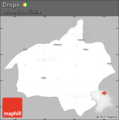 Gray Simple Map of Dropo, single color outside