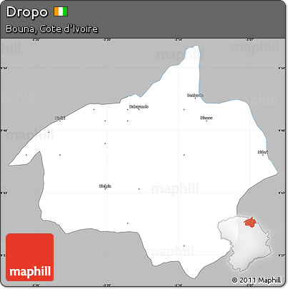 Gray Simple Map of Dropo, single color outside