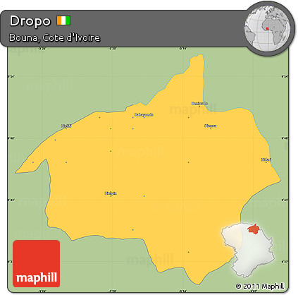 Savanna Style Simple Map of Dropo, single color outside
