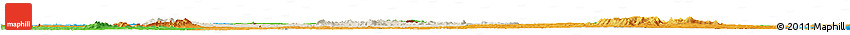 Shaded Relief Horizon Map of Bouna, political shades outside